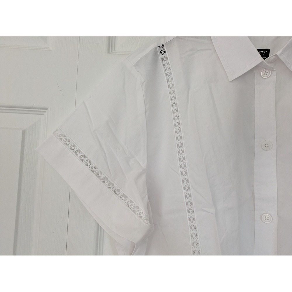 J. Crew Gamine Eyelet Trim Shirt Size 24 White NWT $138 CK076 - Picture 3 of 8